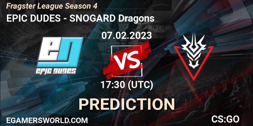 EPIC DUDES - SNOGARD Dragons: Maç tahminleri. 08.02.23, CS2 (CS:GO), Fragster League Season 4
