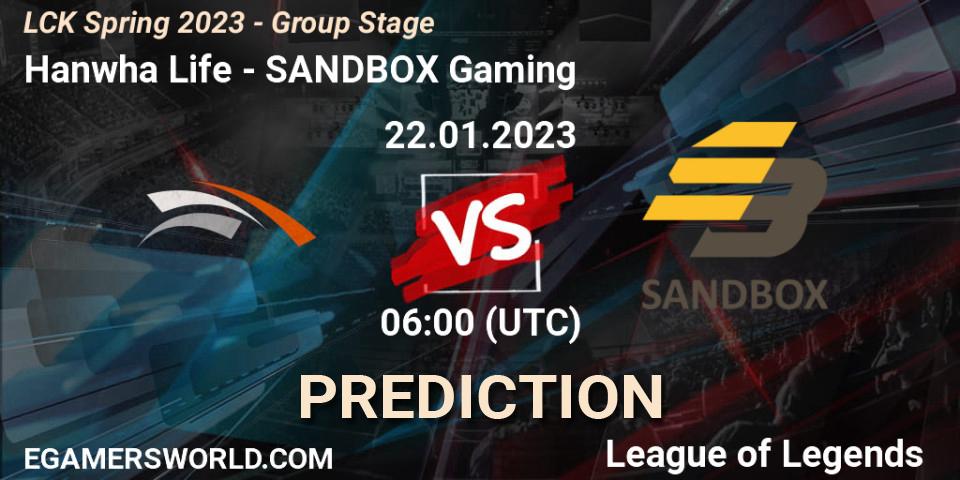 Hanwha Life - SANDBOX Gaming: Maç tahminleri. 22.01.23, LoL, LCK Spring 2023 - Group Stage