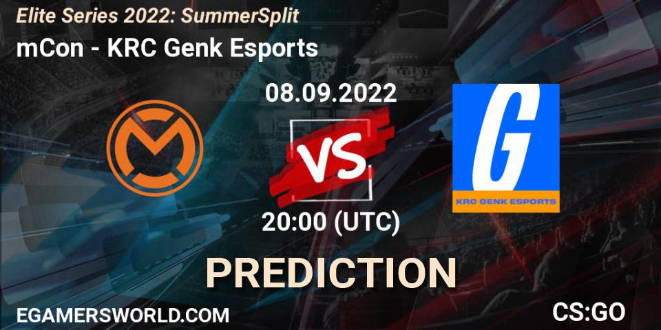 mCon - KRC Genk Esports: Maç tahminleri. 08.09.2022 at 20:00, Counter-Strike (CS2), Elite Series 2022: Summer Split