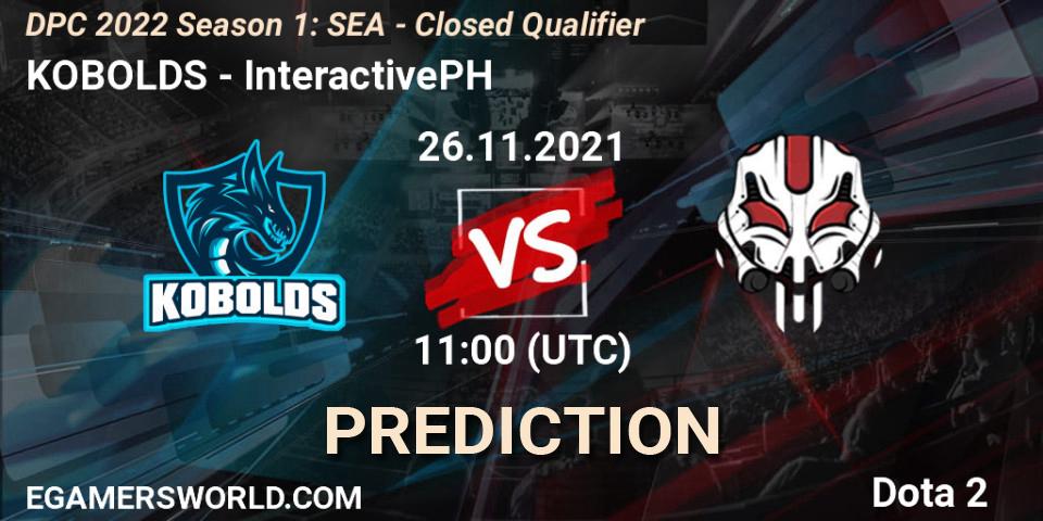 KOBOLDS - InteractivePH: Maç tahminleri. 26.11.2021 at 10:47, Dota 2, DPC 2022 Season 1: SEA - Closed Qualifier
