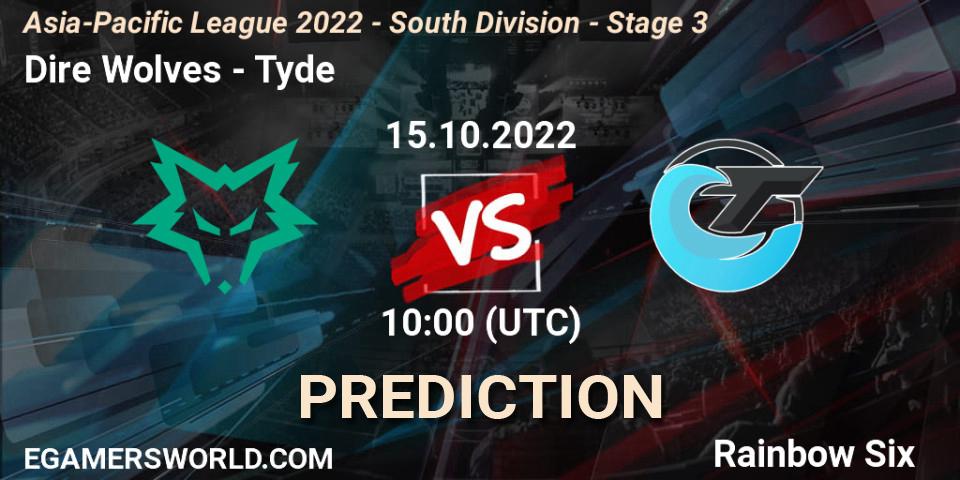 Dire Wolves - Tyde: Maç tahminleri. 15.10.2022 at 10:00, Rainbow Six, Asia-Pacific League 2022 - South Division - Stage 3
