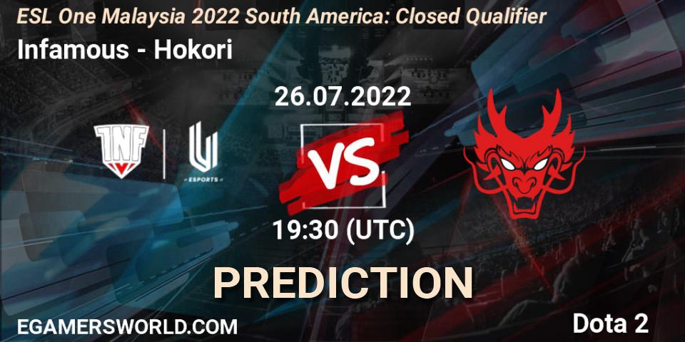 Infamous - Hokori: Maç tahminleri. 26.07.2022 at 19:35, Dota 2, ESL One Malaysia 2022 South America: Closed Qualifier