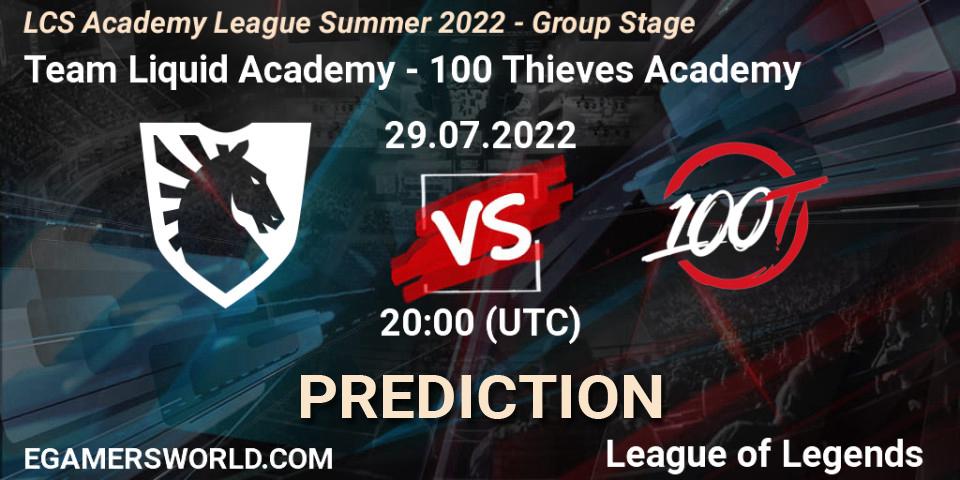 Team Liquid Academy - 100 Thieves Academy: Maç tahminleri. 29.07.2022 at 20:00, LoL, LCS Academy League Summer 2022 - Group Stage