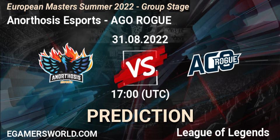 Anorthosis Esports - AGO ROGUE: Maç tahminleri. 31.08.2022 at 17:00, LoL, European Masters Summer 2022 - Group Stage