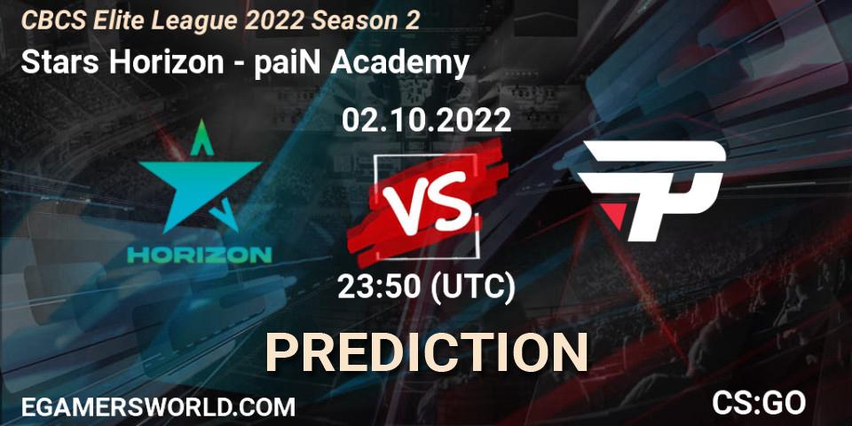 Stars Horizon - paiN Academy: Maç tahminleri. 02.10.2022 at 23:50, Counter-Strike (CS2), CBCS Elite League 2022 Season 2