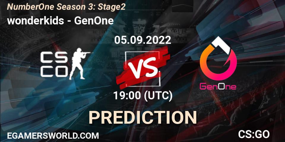 wonderkids - GenOne: Maç tahminleri. 05.09.2022 at 18:00, Counter-Strike (CS2), NumberOne Season 3: Stage 2