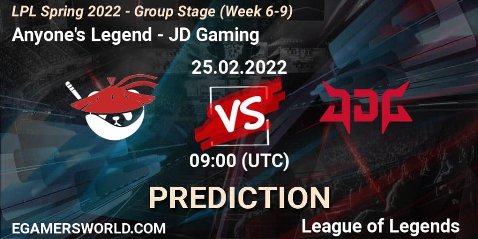 Anyone's Legend - JD Gaming: Maç tahminleri. 25.02.2022 at 10:00, LoL, LPL Spring 2022 - Group Stage (Week 6-9)