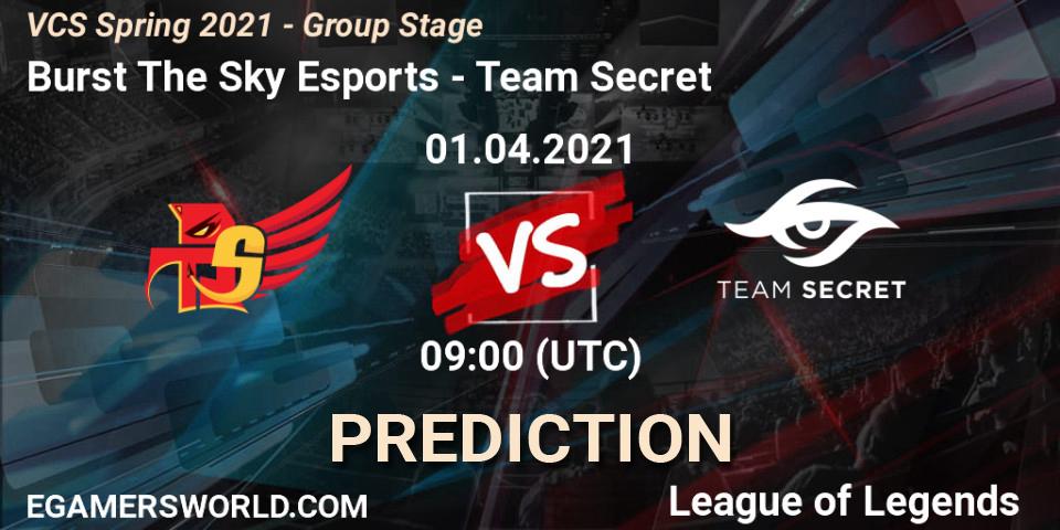 Burst The Sky Esports - Team Secret: Maç tahminleri. 01.04.2021 at 11:00, LoL, VCS Spring 2021 - Group Stage