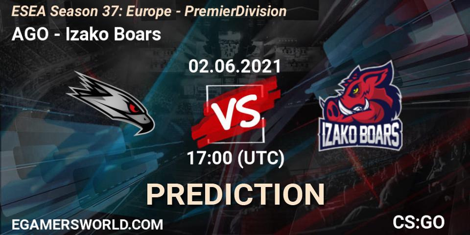 AGO - Izako Boars: Maç tahminleri. 02.06.2021 at 17:00, Counter-Strike (CS2), ESEA Season 37: Europe - Premier Division