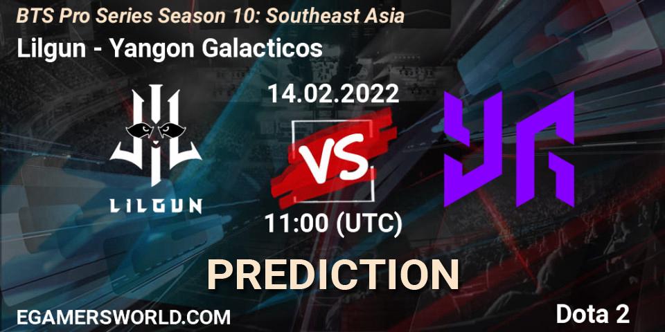 Lilgun - Yangon Galacticos: Maç tahminleri. 14.02.2022 at 11:26, Dota 2, BTS Pro Series Season 10: Southeast Asia