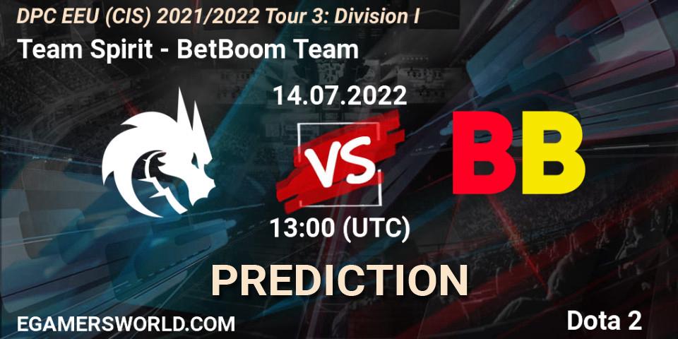 Team Spirit - BetBoom Team: Maç tahminleri. 14.07.22, Dota 2, DPC EEU (CIS) 2021/2022 Tour 3: Division I