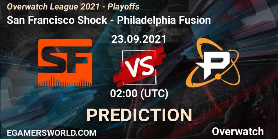San Francisco Shock - Philadelphia Fusion: Maç tahminleri. 23.09.2021 at 03:30, Overwatch, Overwatch League 2021 - Playoffs