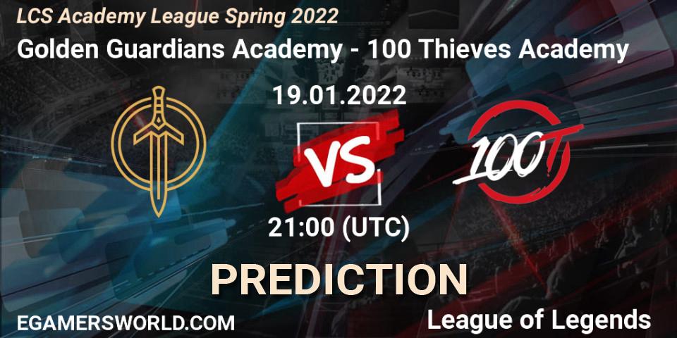 Golden Guardians Academy - 100 Thieves Academy: Maç tahminleri. 19.01.2022 at 21:00, LoL, LCS Academy League Spring 2022