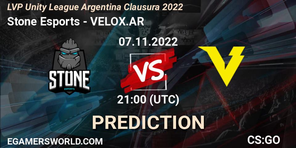 Stone Esports - VELOX.AR: Maç tahminleri. 07.11.2022 at 21:00, Counter-Strike (CS2), LVP Unity League Argentina Clausura 2022