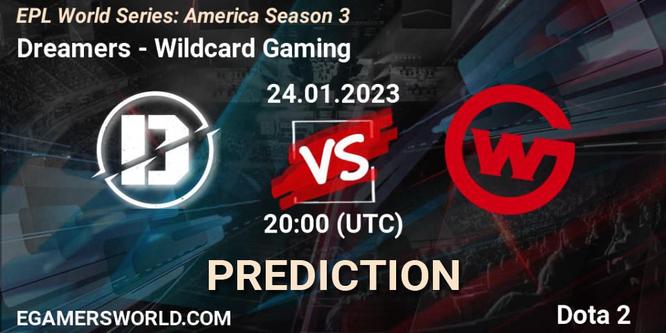 Dreamers - Wildcard Gaming: Maç tahminleri. 24.01.2023 at 20:03, Dota 2, EPL World Series: America Season 3