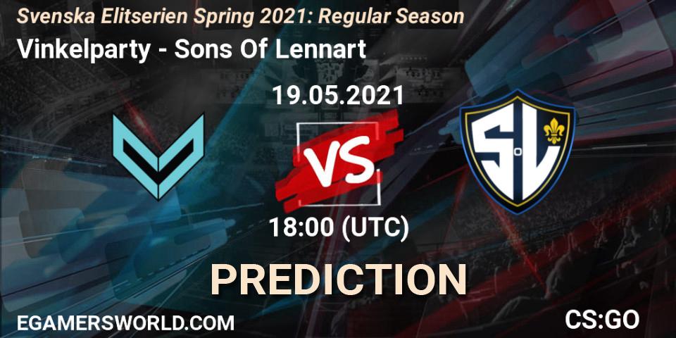 Vinkelparty - Sons Of Lennart: Maç tahminleri. 19.05.2021 at 18:00, Counter-Strike (CS2), Svenska Elitserien Spring 2021: Regular Season
