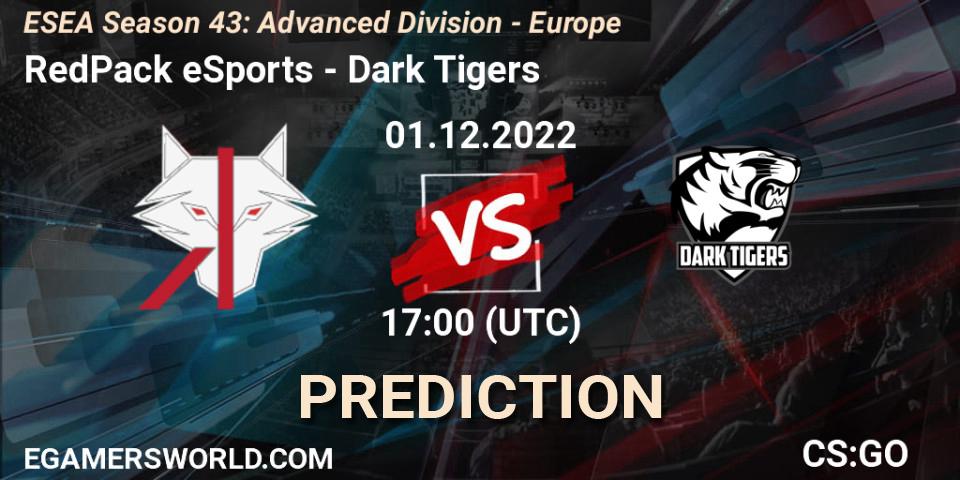RedPack eSports - Dark Tigers: Maç tahminleri. 01.12.22, CS2 (CS:GO), ESEA Season 43: Advanced Division - Europe