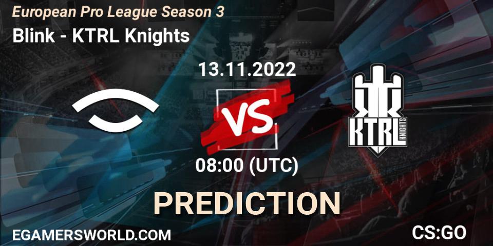 Blink - KTRL Knights: Maç tahminleri. 14.11.2022 at 16:00, Counter-Strike (CS2), European Pro League Season 3