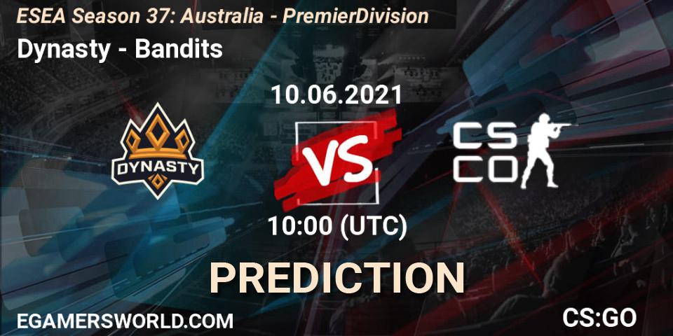 Dynasty - Bandits: Maç tahminleri. 10.06.2021 at 10:00, Counter-Strike (CS2), ESEA Season 37: Australia - Premier Division
