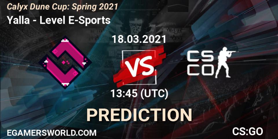 Yalla - Level E-Sports: Maç tahminleri. 18.03.21, CS2 (CS:GO), Calyx Dune Cup: Spring 2021