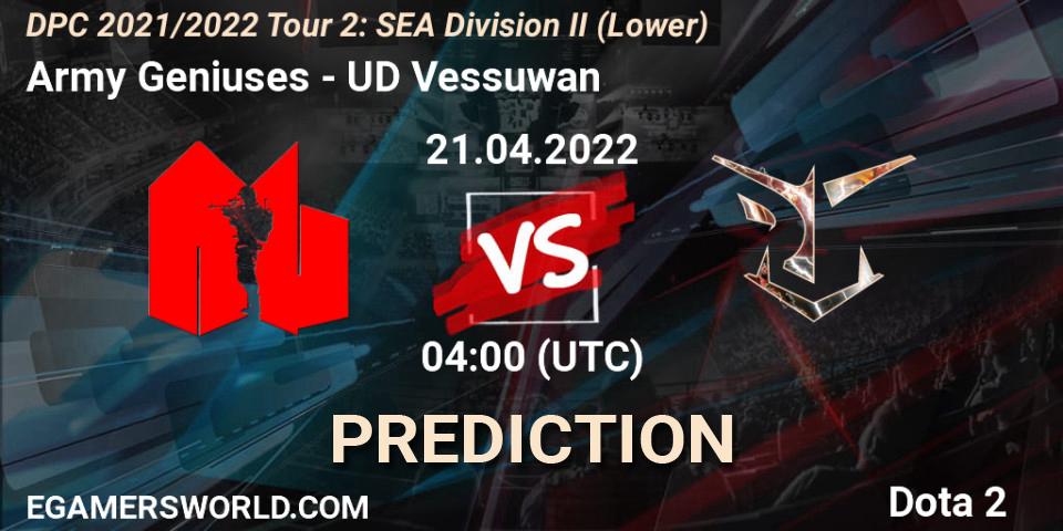Army Geniuses - UD Vessuwan: Maç tahminleri. 21.04.22, Dota 2, DPC 2021/2022 Tour 2: SEA Division II (Lower)