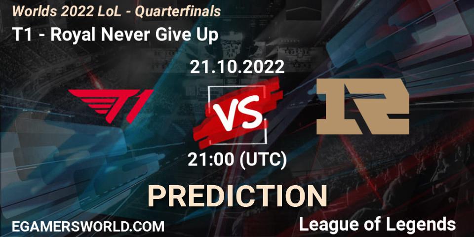 T1 - Royal Never Give Up: Maç tahminleri. 21.10.22, LoL, Worlds 2022 LoL - Quarterfinals