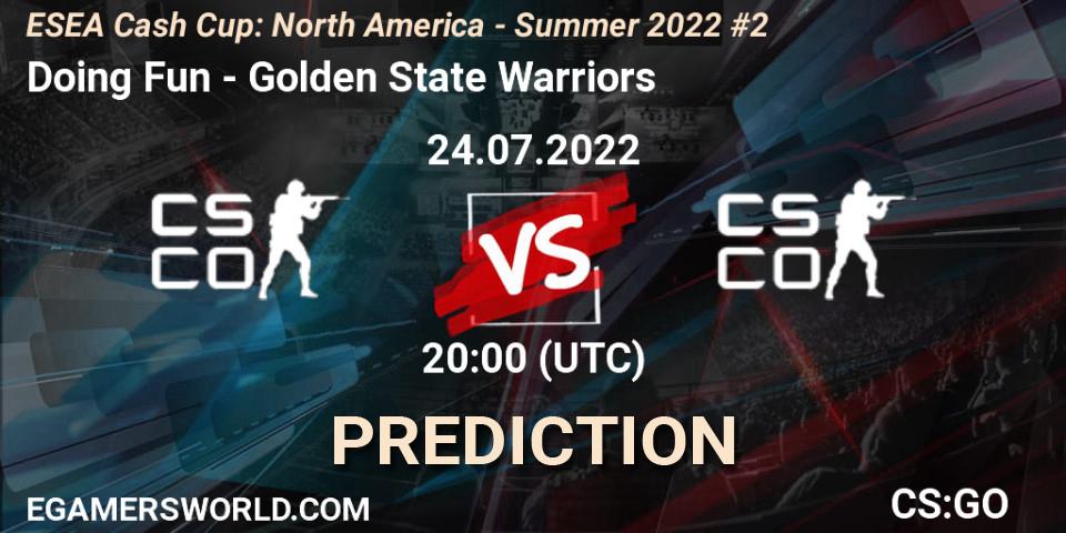 Doing Fun - Golden State Warriors: Maç tahminleri. 24.07.2022 at 20:00, Counter-Strike (CS2), ESEA Cash Cup: North America - Summer 2022 #2
