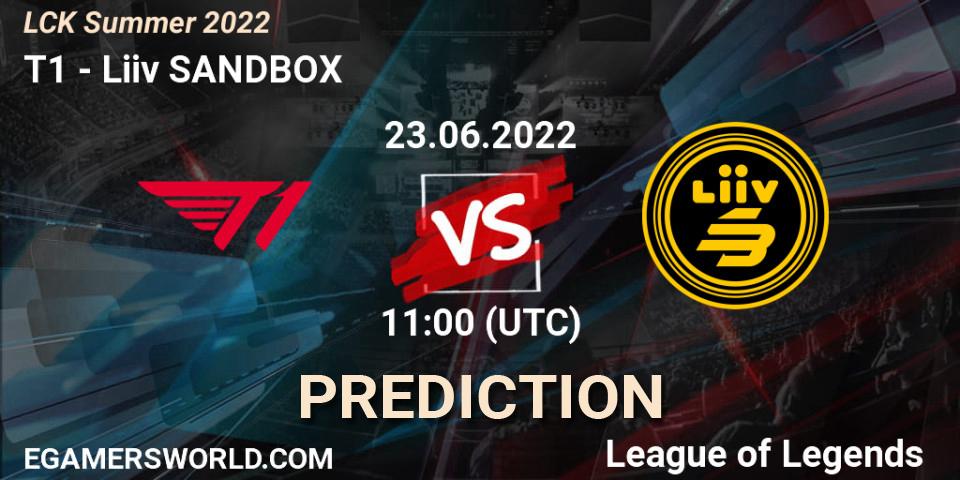 T1 - SANDBOX Gaming: Maç tahminleri. 23.06.2022 at 11:00, LoL, LCK Summer 2022