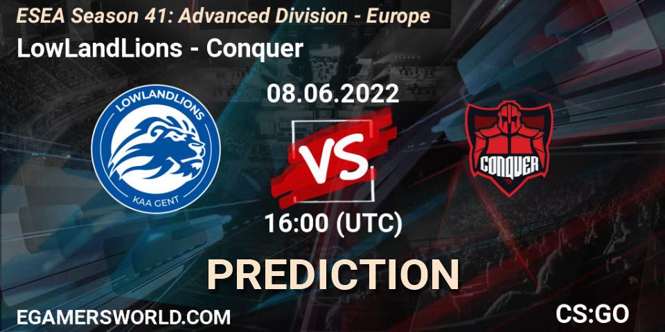LowLandLions - Conquer: Maç tahminleri. 08.06.2022 at 16:00, Counter-Strike (CS2), ESEA Season 41: Advanced Division - Europe