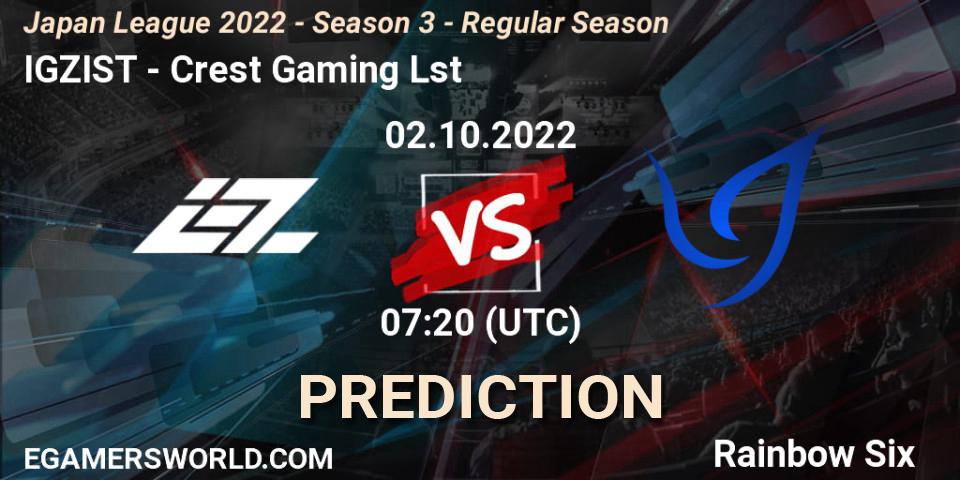 IGZIST - Crest Gaming Lst: Maç tahminleri. 02.10.2022 at 07:20, Rainbow Six, Japan League 2022 - Season 3 - Regular Season
