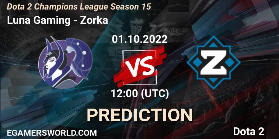 Luna Gaming - Zorka: Maç tahminleri. 01.10.2022 at 10:23, Dota 2, Dota 2 Champions League Season 15