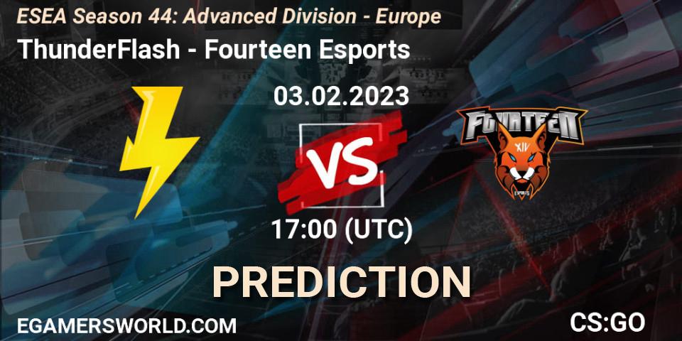 ThunderFlash - Fourteen Esports: Maç tahminleri. 03.02.23, CS2 (CS:GO), ESEA Season 44: Advanced Division - Europe