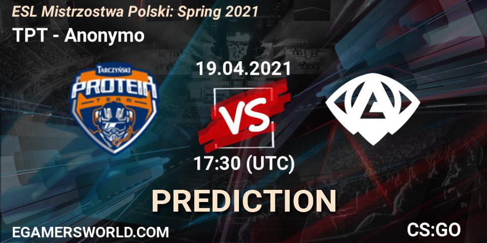 TPT - Anonymo: Maç tahminleri. 19.04.2021 at 17:30, Counter-Strike (CS2), ESL Mistrzostwa Polski: Spring 2021