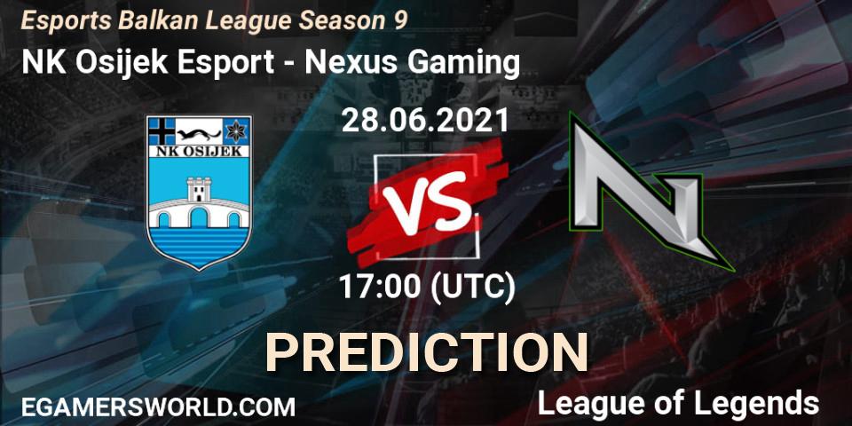 NK Osijek Esport - Nexus Gaming: Maç tahminleri. 28.06.2021 at 17:00, LoL, Esports Balkan League Season 9