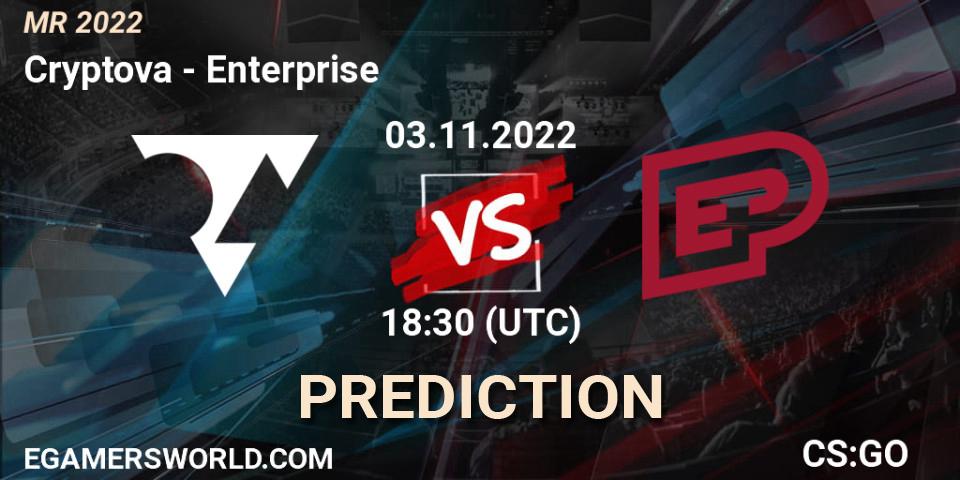 Cryptova - Enterprise: Maç tahminleri. 03.11.2022 at 18:30, Counter-Strike (CS2), Mistrovství ČR 2022