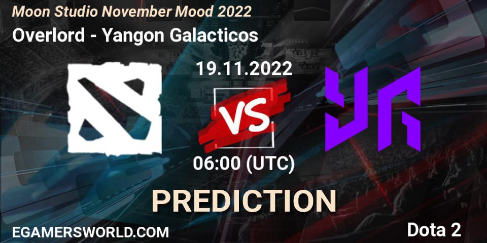 Overlord - Yangon Galacticos: Maç tahminleri. 19.11.2022 at 06:03, Dota 2, Moon Studio November Mood 2022