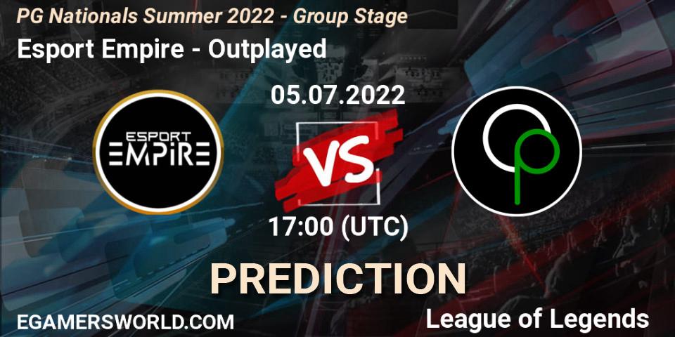 Esport Empire - Outplayed: Maç tahminleri. 05.07.2022 at 18:00, LoL, PG Nationals Summer 2022 - Group Stage