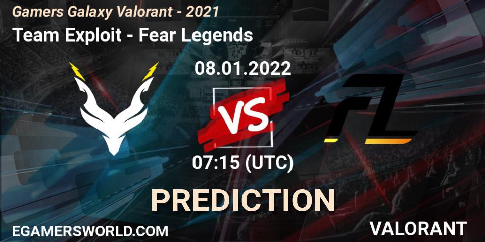 Team Exploit - Fear Legends: Maç tahminleri. 08.01.2022 at 07:15, VALORANT, Gamers Galaxy Valorant - 2021