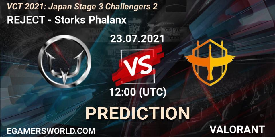 REJECT - Storks Phalanx: Maç tahminleri. 23.07.2021 at 12:00, VALORANT, VCT 2021: Japan Stage 3 Challengers 2