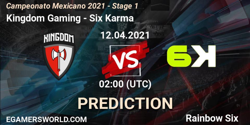 Kingdom Gaming - Six Karma: Maç tahminleri. 12.04.2021 at 01:00, Rainbow Six, Campeonato Mexicano 2021 - Stage 1