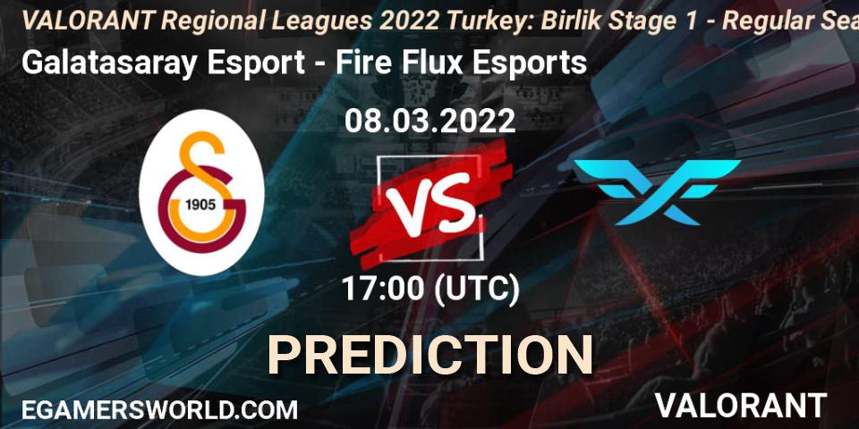 Galatasaray Esport - Fire Flux Esports: Maç tahminleri. 08.03.2022 at 17:45, VALORANT, VALORANT Regional Leagues 2022 Turkey: Birlik Stage 1 - Regular Season