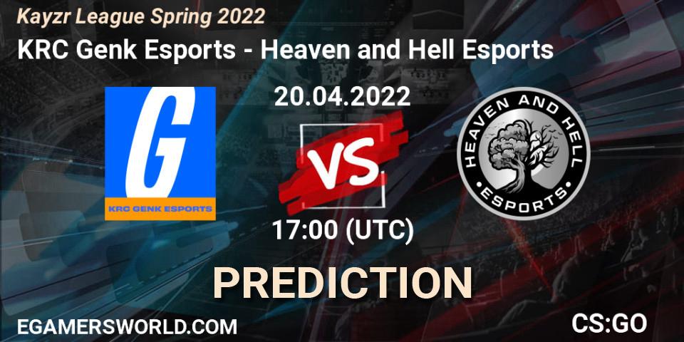 KRC Genk Esports - Heaven and Hell Esports: Maç tahminleri. 20.04.2022 at 17:00, Counter-Strike (CS2), Kayzr League Spring 2022