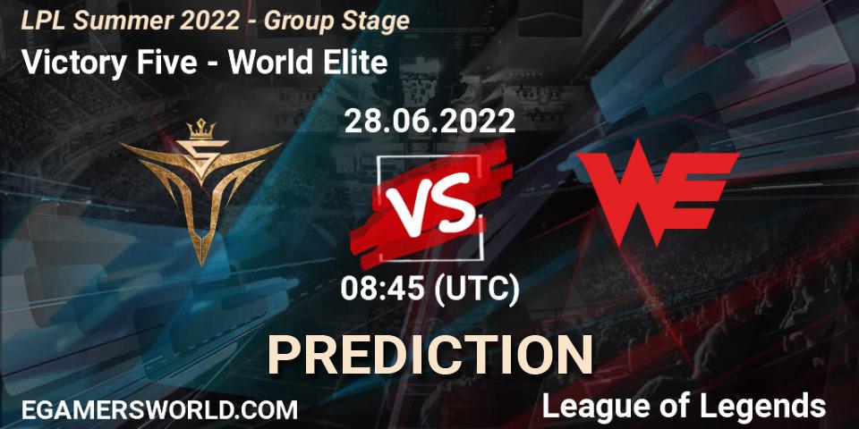 Victory Five - World Elite: Maç tahminleri. 28.06.2022 at 09:00, LoL, LPL Summer 2022 - Group Stage
