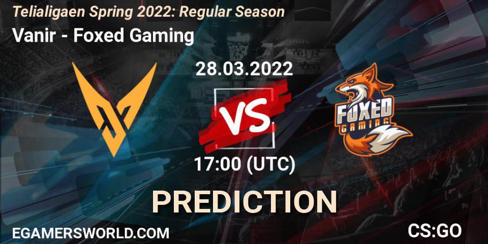 Vanir - Foxed Gaming: Maç tahminleri. 31.03.2022 at 17:00, Counter-Strike (CS2), Telialigaen Spring 2022: Regular Season