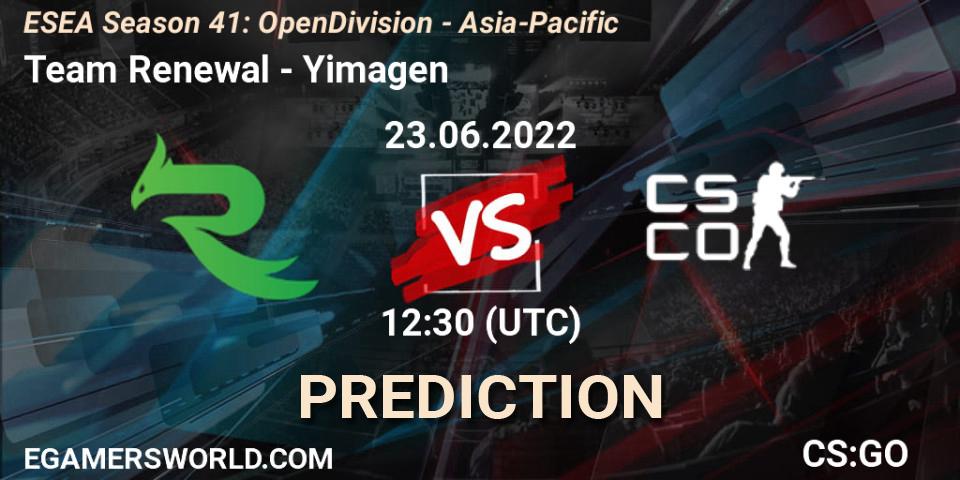 Team Renewal - Yimagen: Maç tahminleri. 23.06.2022 at 12:30, Counter-Strike (CS2), ESEA Season 41: Open Division - Asia-Pacific