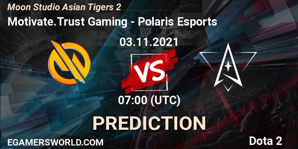 Motivate.Trust Gaming - Polaris Esports: Maç tahminleri. 03.11.2021 at 07:15, Dota 2, Moon Studio Asian Tigers 2