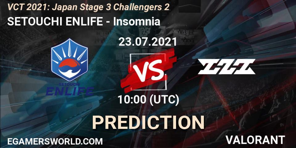 SETOUCHI ENLIFE - Insomnia: Maç tahminleri. 23.07.2021 at 10:00, VALORANT, VCT 2021: Japan Stage 3 Challengers 2