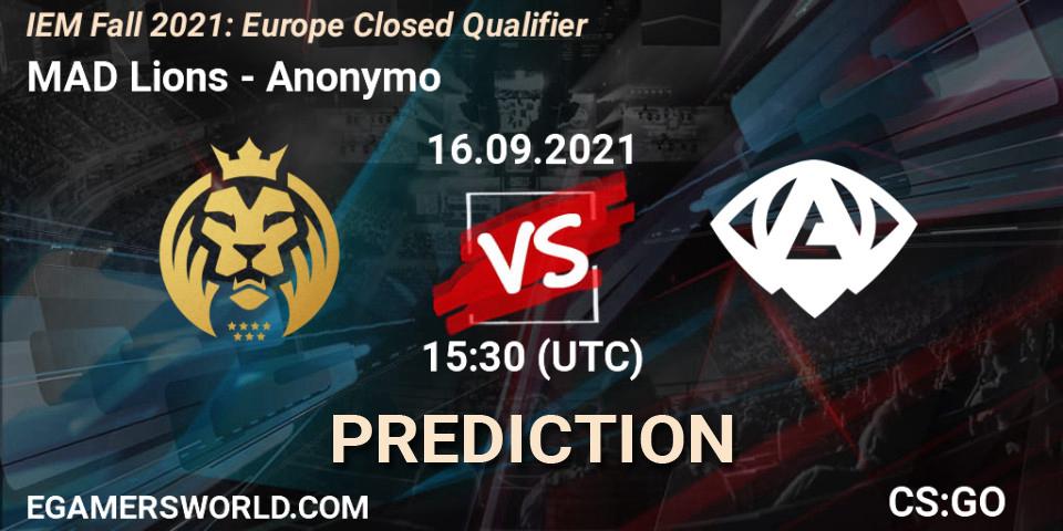 MAD Lions - Anonymo: Maç tahminleri. 16.09.2021 at 15:30, Counter-Strike (CS2), IEM Fall 2021: Europe Closed Qualifier