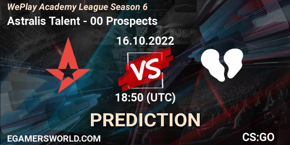 Astralis Talent - 00 Prospects: Maç tahminleri. 16.10.22, CS2 (CS:GO), WePlay Academy League Season 6