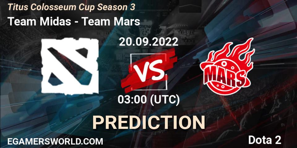 Team Midas - Team Mars: Maç tahminleri. 20.09.2022 at 03:12, Dota 2, Titus Colosseum Cup Season 3